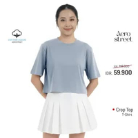 Aerostreet T Shirt Cotton Cloud Crop Top Mizy Denim Wanita Woman Crop Tshirt S Denim