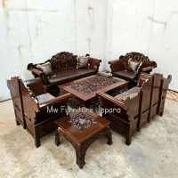 Kursi Tamu Madura Matahari Kayu Jati Jepara - Set 3211 + Meja Ukir Klasik Elegan
