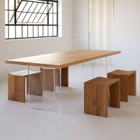 餐桌 北歐懸浮餐桌 大板實木工作臺 設計師白蠟木辦公桌餐桌