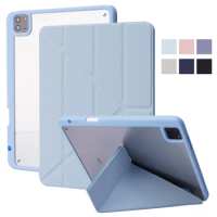 For iPad Pro 12.9 Case 2020 2021 PU Leather Acrylic Back Stand Smart Case For Funda iPad Pro 12 9 2021 2020 Case With Pen Holder