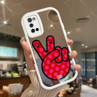 เคส OPPO A52 2020 A72 4G เคสหลังลายป้ายสันติภาพ พื้นผิวกระจก เคสป้องกันกล้องกันกระแทก