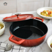 24cm Household Multi-function Simmering Pot Enameled Cast Iron Pot Healthy Non Stick Cooking Pot Seafood Stew Pots