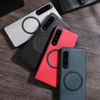 Luxury PU Leather Wireless Charging For Magsafe Magnetic Case For Sony Xperia 1 V 10 V 1V 10V 1 iii 10 iii 5 III Soft Back Cover