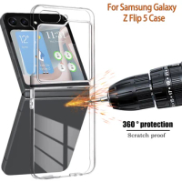 Transparent PC Case For Samsung Galaxy Z Flip 5 Shockproof Phone Protective Back Cover For Samsung galaxy z flip5 zf5 360° shell