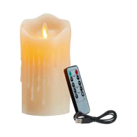 LED Candles, Flickering Flameless Candles,Rechargeable Candle, Real Wax Candles with Remote Control,15cm