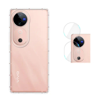【RedMoon】vivo V40 / V40Pro 5G 手機殼貼2件組 空壓殼鏡頭增高版+厚版鏡頭貼