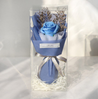 單朵玫瑰香皂花束-藍