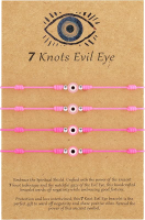 9pcs Evil Eye 7 Knot Bracelets Rakhi for Brother and Bhabhi Adjustable Red String Amulet for Women M