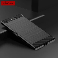 For Sony Xperia XZ1 Compact Case Simple Brushed Silicone Carbon Fiber Texture Back Cover Case For Sony Xperia 1 5 10 Plus