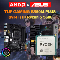 AMD Ryzen 5 5600 R5 5600 CPU + ASUS TUF GAMING B550M PLUS (WI-FI) II Micro-ATX B550M Motherboard DDR4 4600 MHz 128G placa mae
