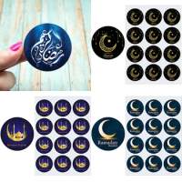 3.5cm/4.5cm Ramadan Kareem Blessed Decorative Stickers Swirly Moon Ramadan Mubarak Islamic Greeting Gift Packing Home Decor