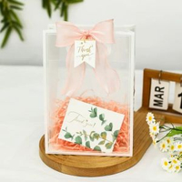 全城熱賣 - 小禮品袋透明伴手禮手提袋大號禮袋高級感禮物包裝盒子空定製批發禮袋+粉色魚尾紗+拉菲草+感謝吊牌 收藏加購送賀卡小號 18*8*26CM