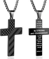 American Flag Cross Necklace for Men. Valentines Day Cross Necklace Gifts for Husband Dad Grandpa an