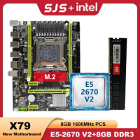 SJS X79 E5 2670 V2 DDR3 8GB LGA 2011 Intel Xeon E5 CPU Processor With Motherboard Set + 8GB 1600MHz RAM Memory X79 Kit placa mãe