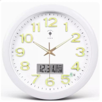 北極星電子掛鐘時鐘 ( (升級款靜音機芯)夜光液晶款-白色 16英寸 (直徑40.5cm))