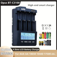 Opus BT-C3100 V2.2 Digital Intelligent 4 Slots AA/AAA LCD 18650 Battery Charger Opus BT -C3100 V2.2 