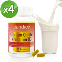 Candice康迪斯檸檬酸鈣錠Calcium Citrate(90顆*4瓶)｜特別添加維生素D3