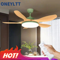 Nordic LED Ceiling Fan with Light 42in 58inch DC Silent 5Blades Big Wind Ceiling Fan Lamp Ventilator Living Room Dining Bedroom