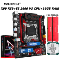 MACHINIST X99 RS9 Motherboard Kit LGA 2011-3 Xeon E5 2666 V3 CPU Processor 2*8GB DDR4 2666MHz RAM SATA NVME M.2 wifi usb 3.0