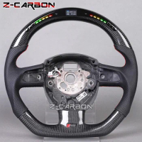 LED Performance Carbon Fiber Steering Wheel Perforated Leather For Audi A4 A5 s4 s5 2008-2010
