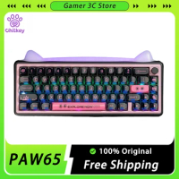 WENYOOYINLOO PAW65 Mechanical Keyboard Aluminum Multifunctional Knob Three Mode RGB Hot Swap Gaming Keyboard Gasket kawaii Mac