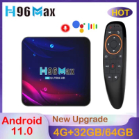 H96 Max V11 RK3318 Smart TV BOX Global Version Android 11 2.4G&amp;5G Wifi 4G 32G 64G 4K BT Media player Voice Assistant Set Top Box