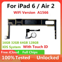 A1566 Wifi Mainboard Clean ICloud for Ipad 6 Air 2 Motherboard 16GB 32GB 64GB 128GB Logic Board Air2 with Full Chips