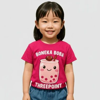 SETELAN KAOS ANAK PEREMPUAN KARAKTER USIA 1-4 TAHUN PINK Fuschia,1-2 Tahun
