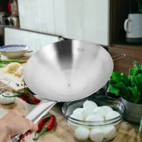 Stainless Steel Wok Electric Stove Home Pan Grilling Woks For With Handle Heavy Duty Gas Induction Nonstick Frying Pans