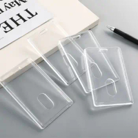 Transparent Business Card Holder Anti Dust Acrylic Work Card Protector Cover Waterproof Vertical ID Card Cover Unisex