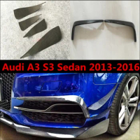 Carbon fiber Front Fog Lamp Lip Splitters Bumper Spoiler Flaps Eyebrows Eyelid Cover For Audi A3 S3 SLINE Sedan 2014 2015 2016