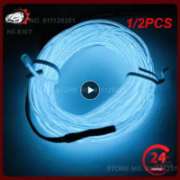 1/2PCS 1m Neon LED Car Interior Lighting Strips Auto LED Strip Garland EL Wire Rope Car Decoration lamp Flexible Tube