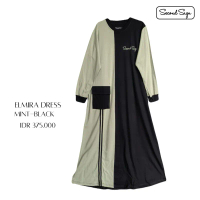 SecondSign - Elmira Dress | Dress Gamis Panjang Wanita Bahan Kaos Saku Kiri Formal Muslim