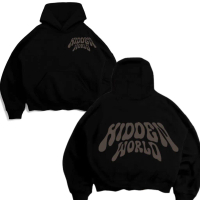Hidden World Hoodie Boxi Oversize Tebal 280GSM Untuk Sehari-hari Bahan 280GSM Desain Boxi Oversize M