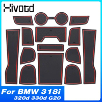 Hivotd Door Slot Pad Gate Groove Mat Water Cup Anti-Slip Coaster Car Interior Accessories Parts For BMW 318i 320d 330d G20 2023