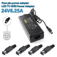 24v 6a 4pin AC100V-240V to DC Converter Adapter 24v 6.25a 4 Pin 150w 4-Pin For LCD TV Monitor Flat Panel TV DVR