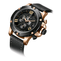 jam tangan pria Mewah T5 H3638G Tali kulit Black Rosegold Date aktif/Chrono aktif Original