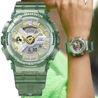 CASIO卡西歐 G-SHOCK WOMEN 金屬光澤 半透明時尚雙顯錶-GMA-S110GS-3A 綠