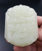 天然玉石新疆和田白玉臥虎藏龍玉皮帶扣玉腰扣