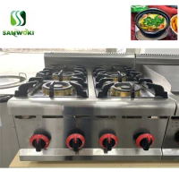 Commercial 4 burners cooktops Clay Pot Furnace counter top gas stove gas cooking machine Stainless Steel gas burner cooker