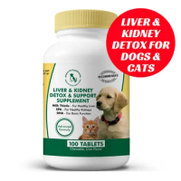 Liver &amp; Kidney Detox Support Supplement for Dogs &amp; Cats. 100 Tabs