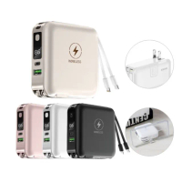 【KINYO】WH標示 12000mAh 20W快充 7 in 1自帶線+AC插頭磁吸行動電源(KPB-2650 Type-C/蘋果/無線充)