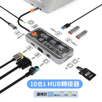 ANTIAN 10合1 Type-C 多功能HUB透明轉接器 Mac筆電轉接頭 USB3.0集線器 HDMI轉接線