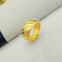 越南沙金男光面戒指鍍假黃金飾品純金色久不掉色首飾