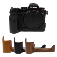 PU Leather Camera Bag Half Body Set Cover For Panasonic Lumix S5 DC-S5GK-K Bottom Case