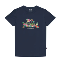 【LONSDALE 英國小獅】夏日扶桑花LOGO短袖T恤(深藍LT002)