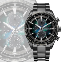 【CITIZEN 星辰】GENTS 宇宙幻彩限量 光動能 鈦金屬 電波對時計時腕錶(AT8286-65E)