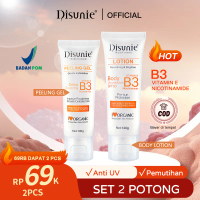 Disunie niacinamide B3 Body Lotion+Peeling Gel exfoliating eksfoliasi gel exfoliasi wajah mencerahka