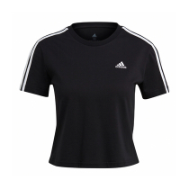 Adidas 短袖 Essentials 女款 黑 白 三線 愛迪達 短版上衣 休閒 運動 純棉 GL0777