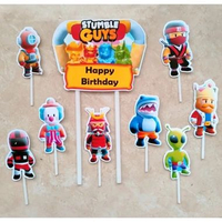 satu set cake topper hiasan kue ulang tahun tema Stumble Guys